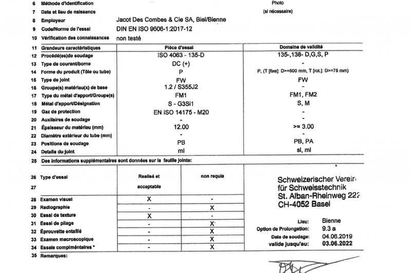 Schweisstechnik zerifiziert